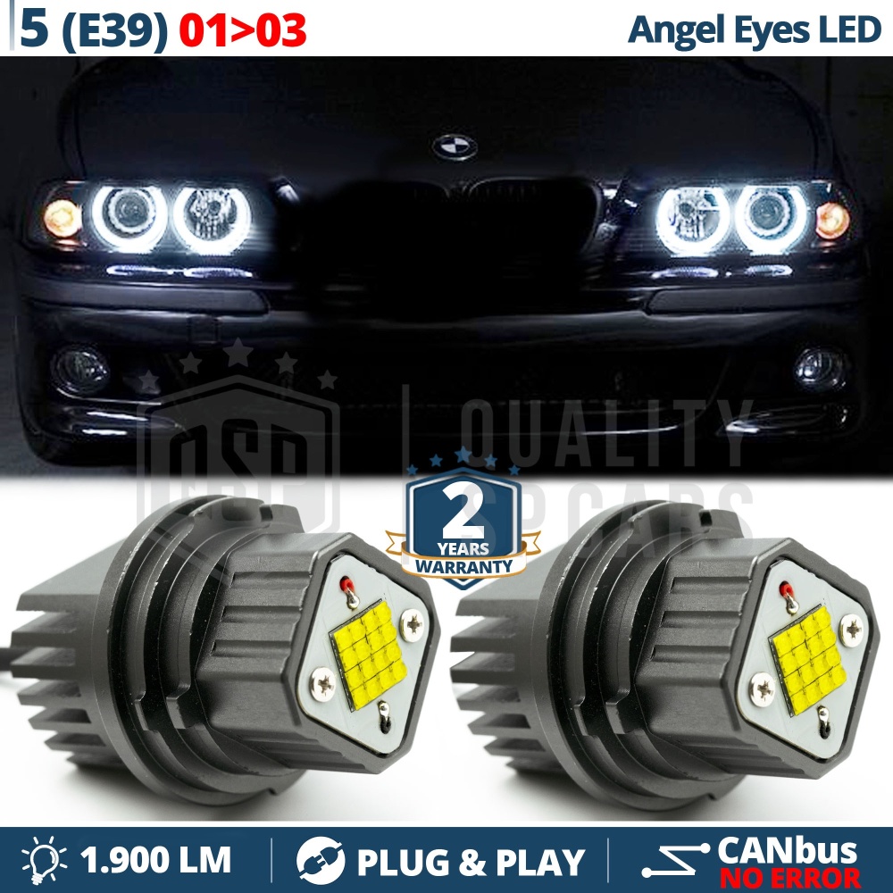 ANGEL EYES LED Per BMW SERIE 5 E39 dal 2001 al 2003 | Luci di Posizione Bianche 80W CANbus NO ERRORI