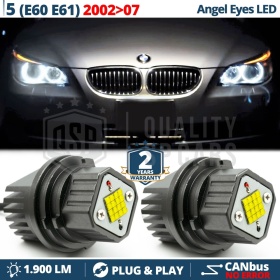 LED ANGEL EYES For BMW 5 SERIES E60 E61 TO 2007 With Xenon | White Parking Lights 80W CANbus