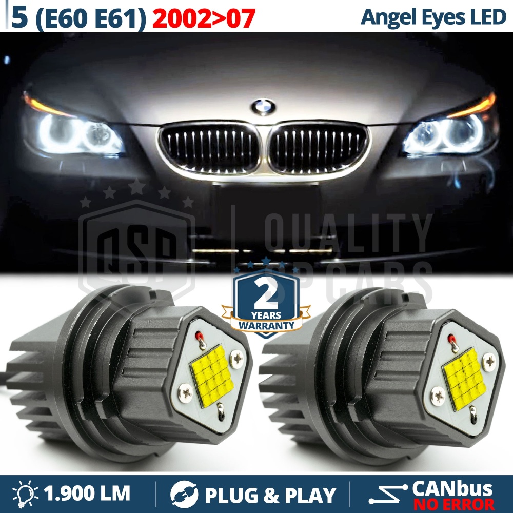 LED ANGEL EYES For BMW 5 SERIES E60 E61 TO 2007 With Xenon | White Parking Lights 80W CANbus
