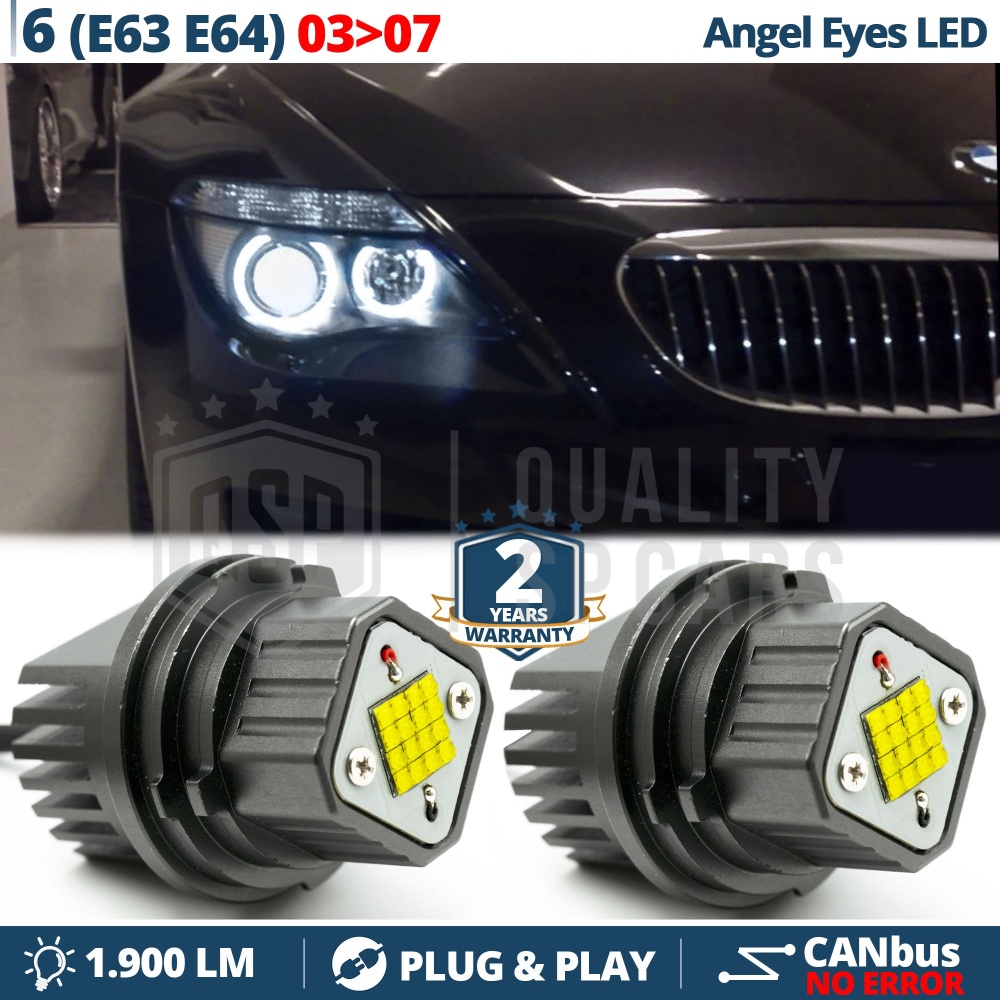 ANGEL EYES LED Para BMW SERIE 6 E63 E64 HASTA 06/2007 | Luces de Posición Blancas 80W CANbus
