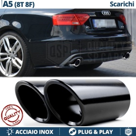 2 Tubos de ESCAPE para AUDI A5 8T DX + SX en ACERO Inoxidable NEGRO | PLUG & PLAY