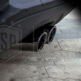 2x AUSPUFFBLENDEN Endrohr für AUDI A6 C6 RECHT + LINKE SCHWARZ Edelstahl | PLUG & PLAY