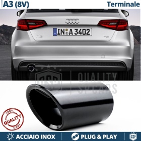 1 Tubo de ESCAPE para AUDI A3 8V en ACERO Inoxidable Negro | Instalación PLUG & PLAY