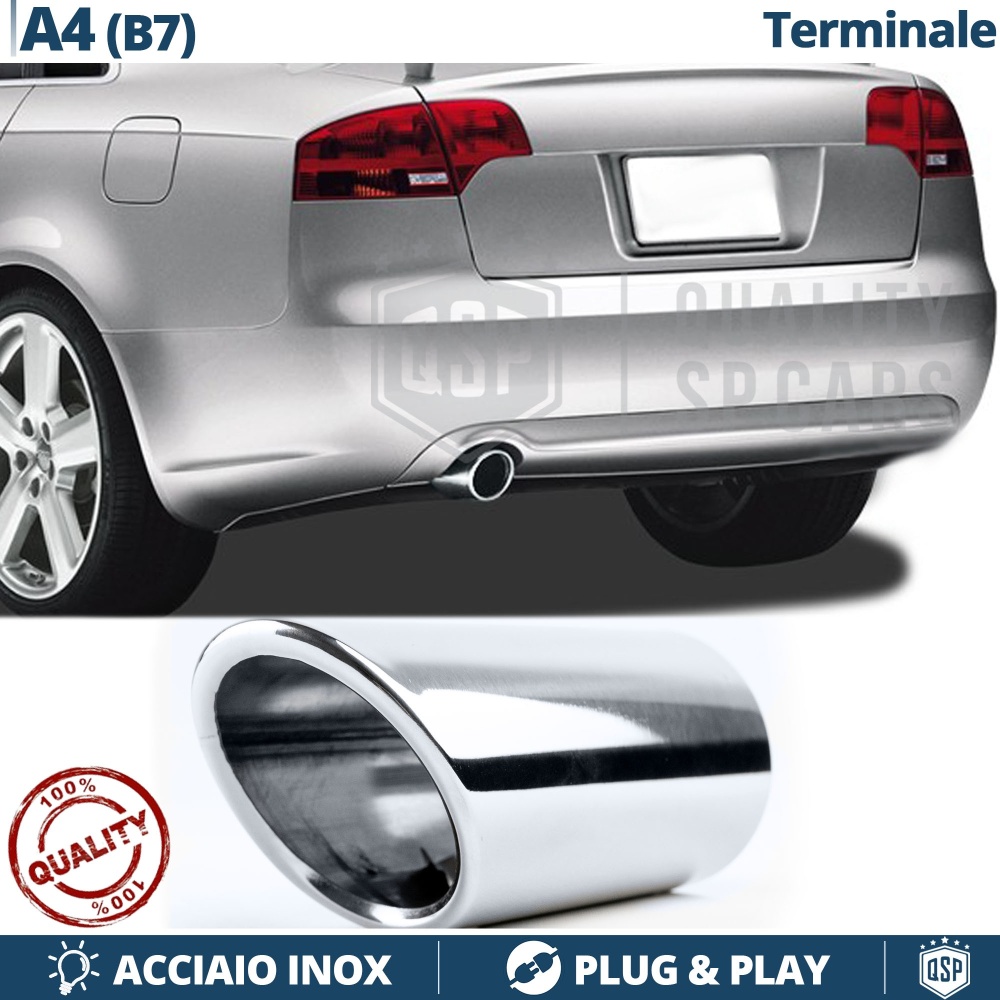 1 Embellecedor Tubo de ESCAPE para AUDI A4 B7 en ACERO Inoxidable | Instalación PLUG & PLAY 1 Embellecedor Tubo de ESCAPE para AUDI A4 B7 en ACERO Inoxidable | Instalación PLUG & PLAY