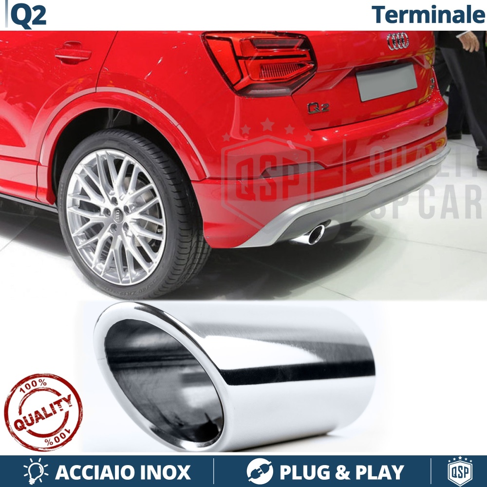 1 Embellecedor Tubo de ESCAPE para AUDI Q2 en ACERO Inoxidable | Instalación PLUG & PLAY