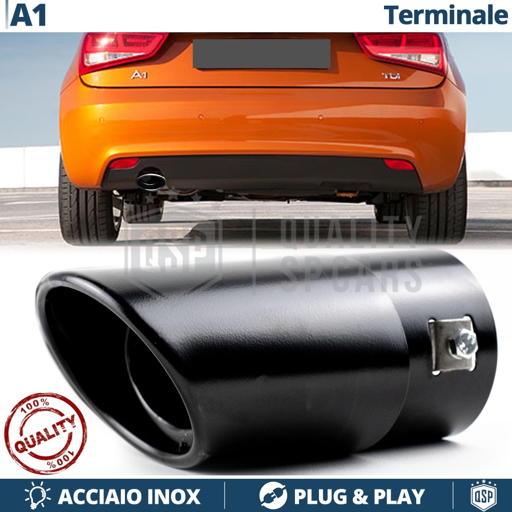 1 Tubo de ESCAPE OVAL para AUDI A1 8X en ACERO Inoxidable Negro | Instalación PLUG & PLAY 1 Tubo de ESCAPE OVAL para AUDI A1 8X en ACERO Inoxidable Negro | Instalación PLUG & PLAY