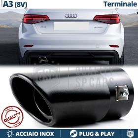 1 Tubo de ESCAPE OVAL para AUDI A3 8V en ACERO Inoxidable Negro | Instalación PLUG & PLAY
