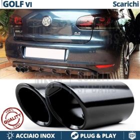 2X Tubos de ESCAPE para VW GOLF 6 en ACERO Inoxidable Negro | Instalación PLUG & PLAY
