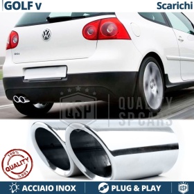 2x AUSPUFFBLENDEN Endrohr für VW GOLF 5 Chromfinishstahl | PLUG & PLAY-Installation