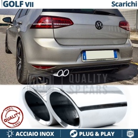 2X Embellecedores Tubos de ESCAPE para VW GOLF 7 en ACERO Inoxidable | Instalación PLUG & PLAY