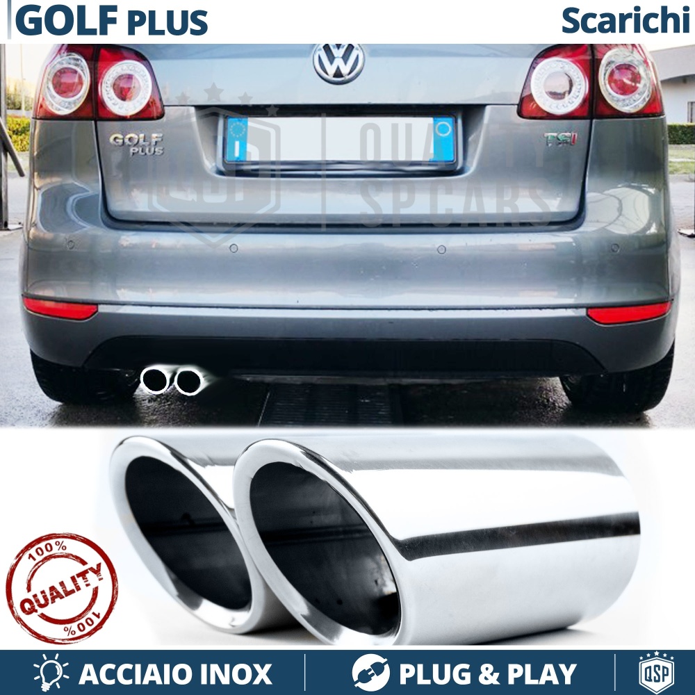 2x AUSPUFFBLENDEN Endrohr für VW GOLF PLUS Chromfinishstahl | PLUG & PLAY-Installation