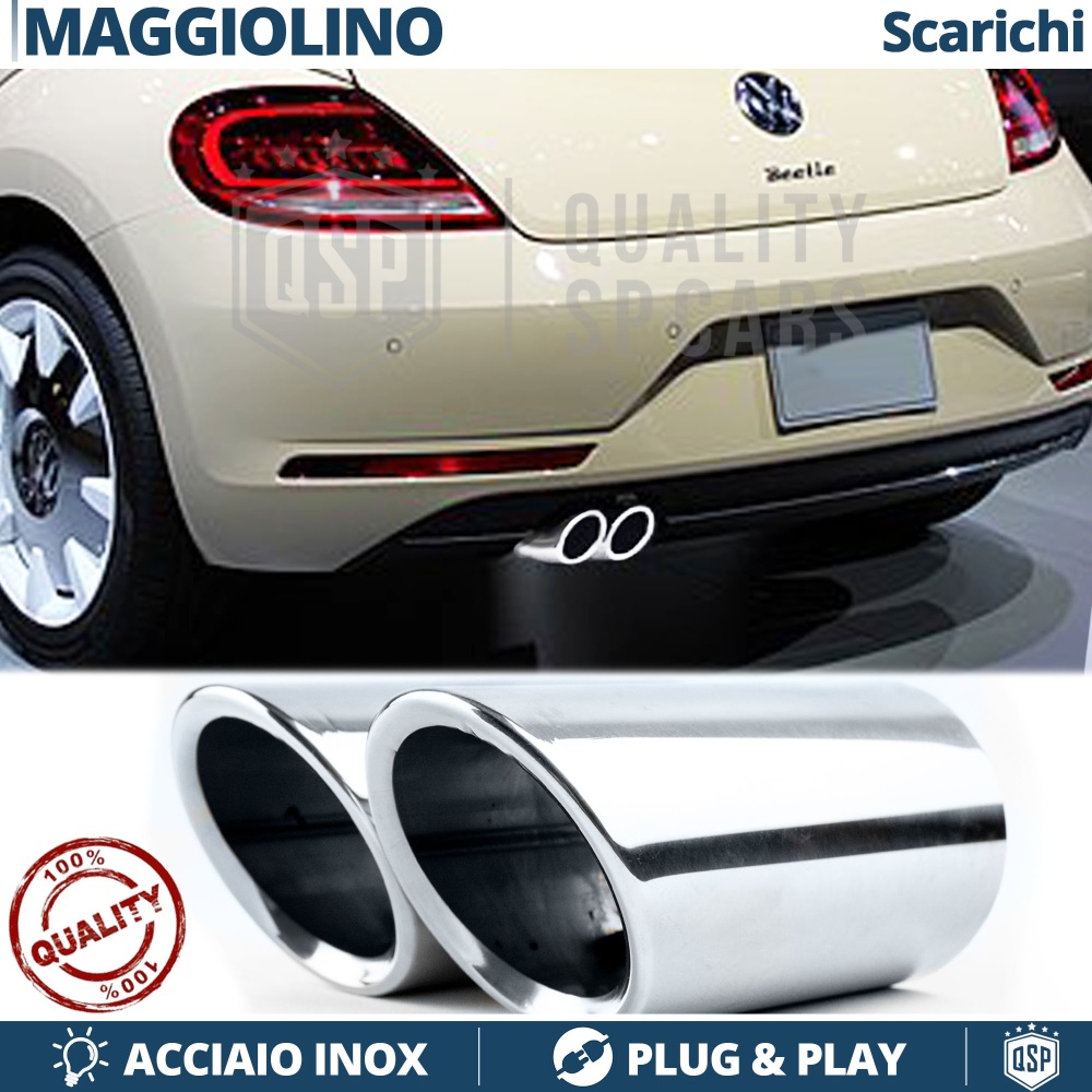 2X Embellecedores Tubos de ESCAPE para VW Maggiolino (desde 2011) en ACERO Inoxidable | PLUG & PLAY 2X Embellecedores Tubos de ESCAPE para VW Maggiolino (desde 2011) en ACERO Inoxidable | PLUG & PLAY