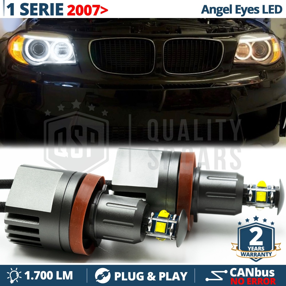 ANGEL EYES LED H8 Per BMW Serie 1 E87 E88 E81 E82 Dal 2007 | Luci di Posizione Bianche 40W CANbus