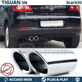 2X Embellecedores Tubos de ESCAPE para VW TIGUAN 5N 07-11 en ACERO Inoxidable | Instalación PLUG & PLAY