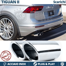 2X Embellecedores Tubos de ESCAPE para VW TIGUAN 2 (AD1) en ACERO Inoxidable | PLUG & PLAY