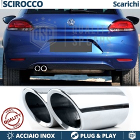 2X Embellecedores Tubos de ESCAPE para VW SCIROCCO 3 en ACERO Inoxidable | PLUG & PLAY