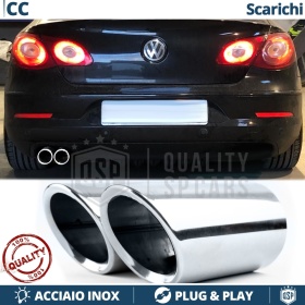 2X Embellecedores Tubos de ESCAPE para VW Passat CC en ACERO Inoxidable | Instalación PLUG & PLAY