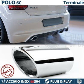 Tubo de ESCAPE para VW POLO 5 6C en ACERO Inoxidable Cromado | Instalación PLUG & PLAY