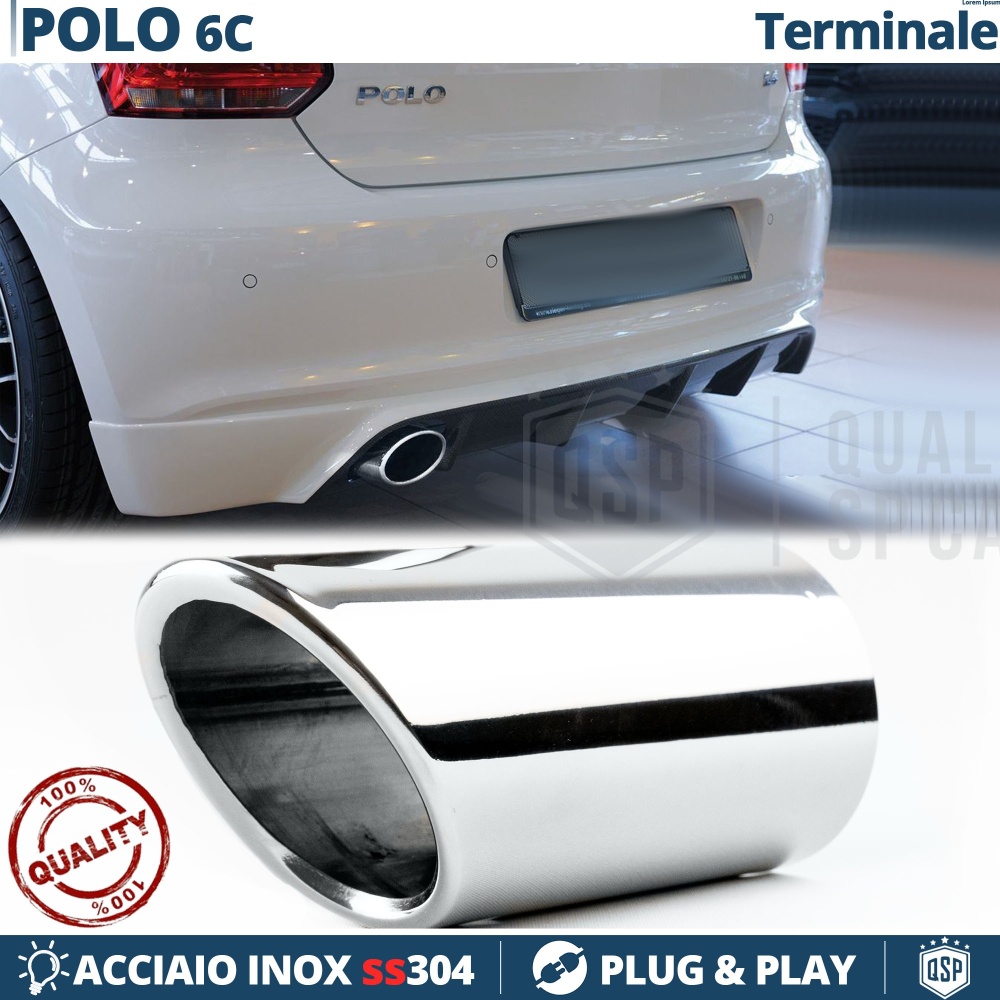 Tubo de ESCAPE para VW POLO 5 6C en ACERO Inoxidable Cromado | Instalación PLUG & PLAY
