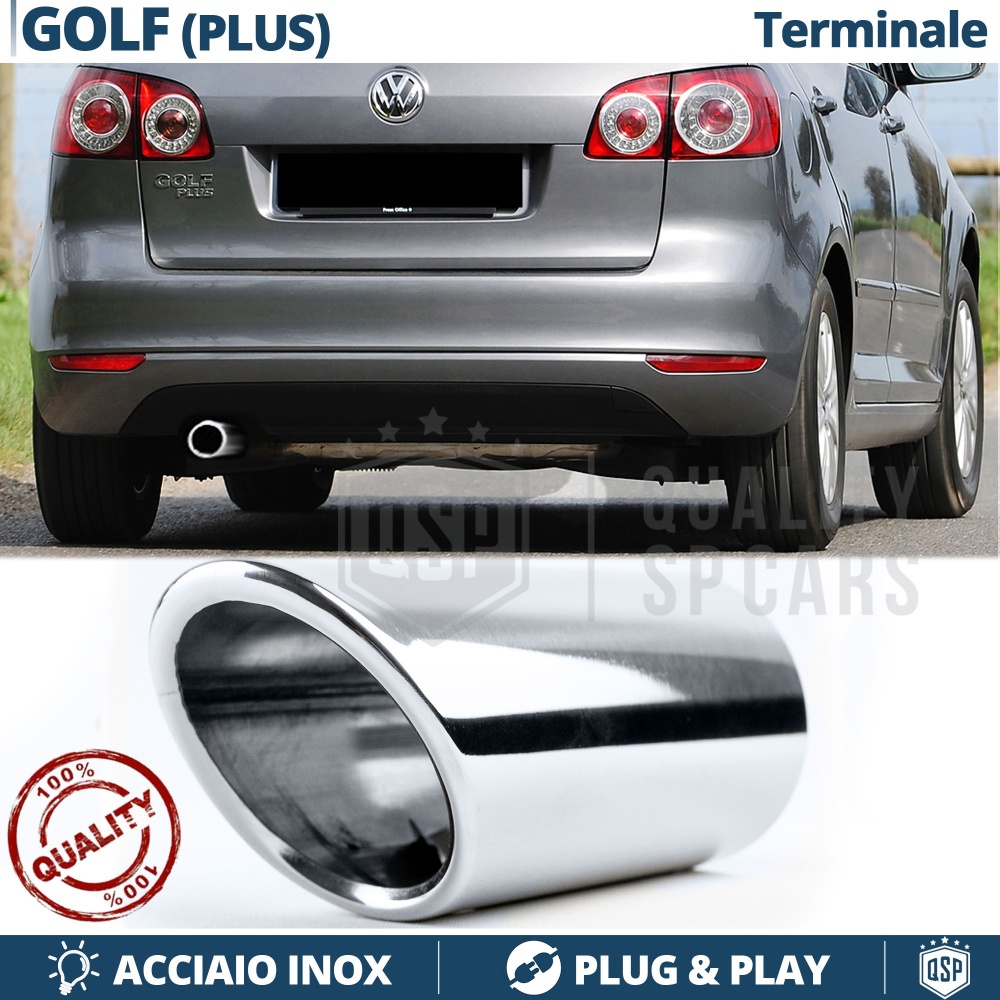 1 EMBOUT d' Échappement pour VW GOLF PLUS en ACIER Inoxydable Chromé | Installation PLUG & PLAY