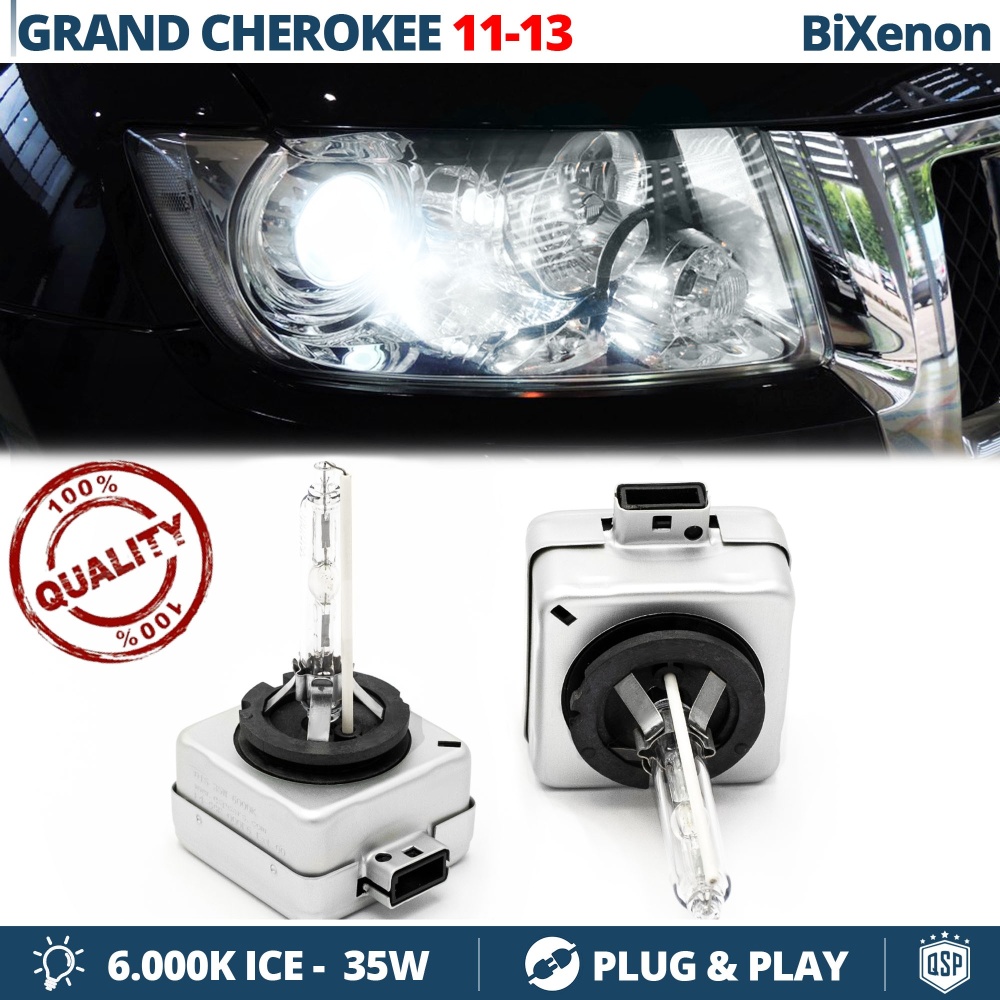 2x Bombillas Bi-Xenon D1S de Repuesto para JEEP GRAND CHEROKEE (WK2) HASTA 2013 Luz 6.000K Blanco Frio Lámpara 35W