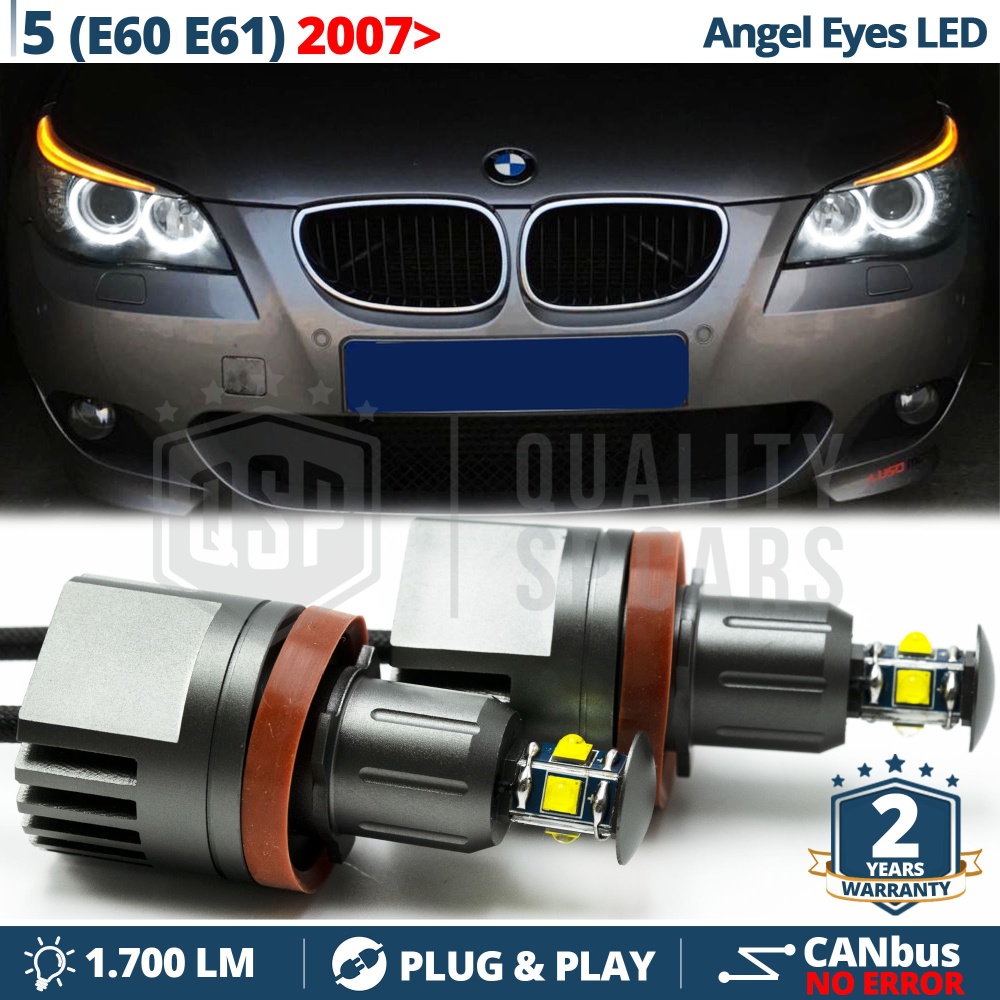 H8 LED ANGEL EYES For BMW 5 Series E60 E61 FROM 2007 With Xenon | White Parking Lights 40W CANbus