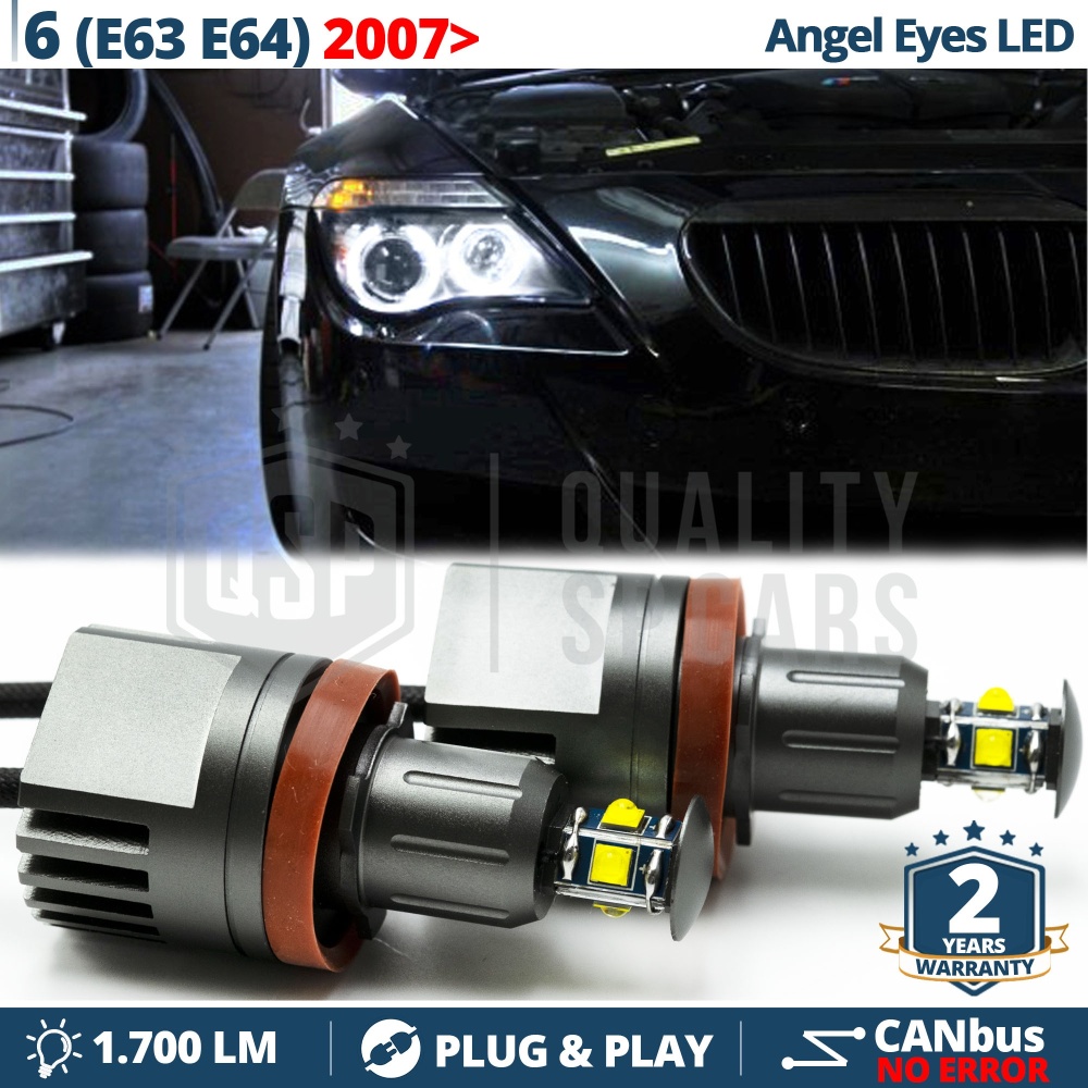 ANGEL EYES LED H8 Para BMW Serie 6 E63 E64, DESDE 2007 | Luces de Posición Blancas 40W CANbus