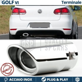 1 TERMINALE di Scarico OVALE per VW GOLF 6 in ACCIAIO Inox Cromato | Plug & Play