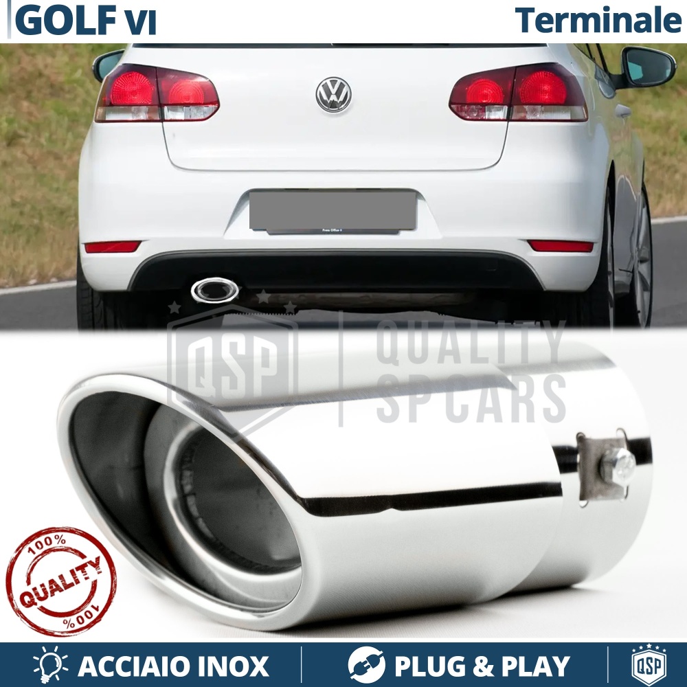 1 TERMINALE di Scarico OVALE per VW GOLF 6 in ACCIAIO Inox Cromato | Plug & Play