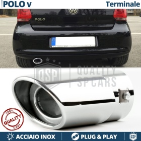 1 Tubo de ESCAPE OVAL para VW POLO 5 6R en ACERO Inoxidable Cromado | PLUG & PLAY