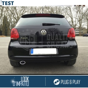 1 Tubo de ESCAPE OVAL para VW POLO 5 6R en ACERO Inoxidable Cromado | PLUG & PLAY