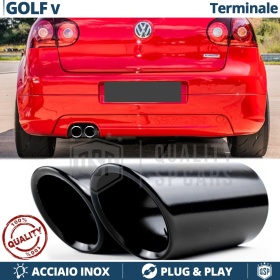 2 pcs EXHAUST TIPS for VW GOLF 5 Black Stainless STEEL | PLUG & PLAY Installation