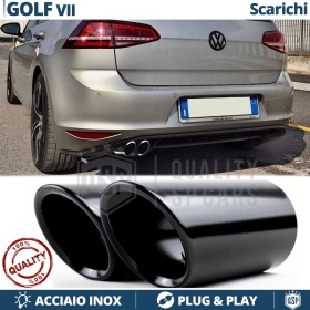 2X Tubos de ESCAPE para VW GOLF 7 en ACERO Inoxidable Negro | Instalación PLUG & PLAY