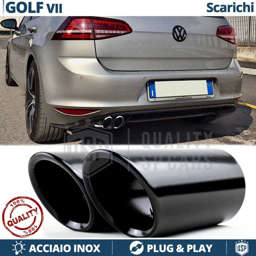 2X Tubos de ESCAPE para VW GOLF 7 en ACERO Inoxidable Negro | Instalación PLUG & PLAY