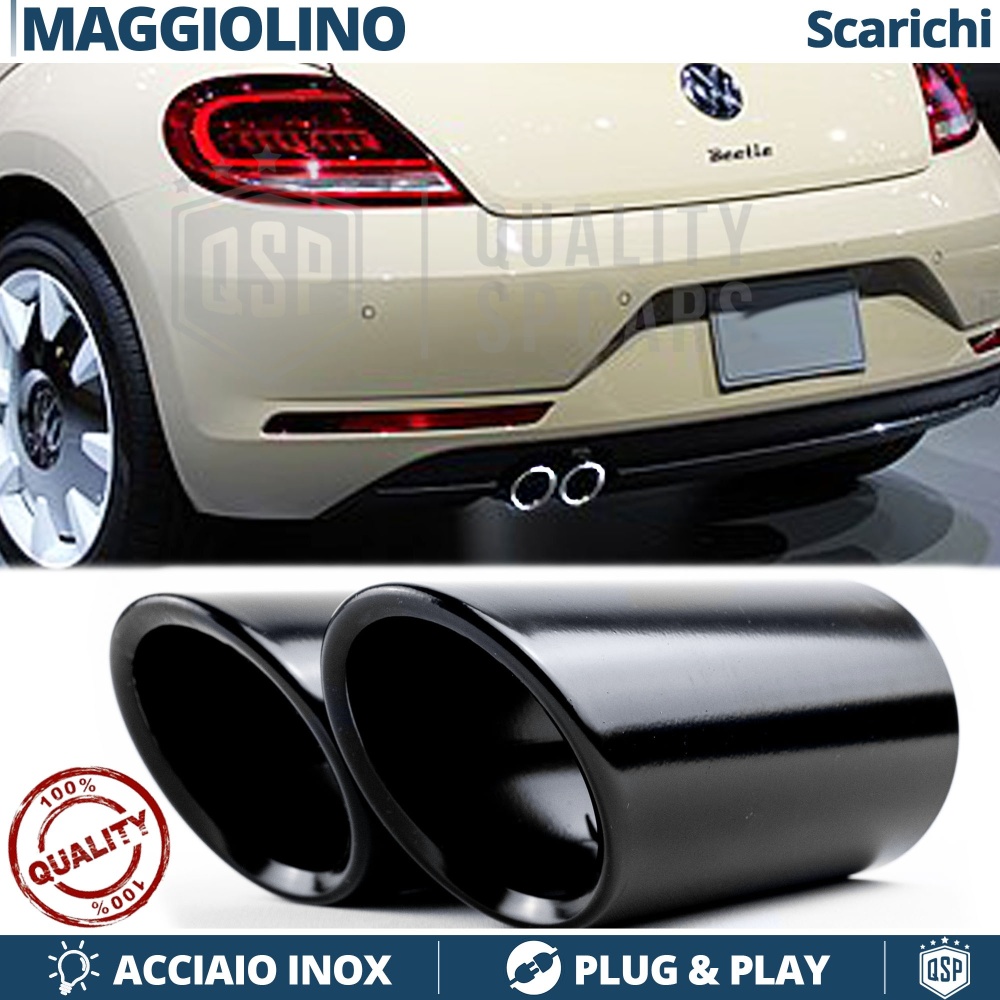 2X Tubos de ESCAPE para VW Maggiolino (desde 2011) en ACERO Inoxidable Negro | PLUG & PLAY 2X Tubos de ESCAPE para VW Maggiolino (desde 2011) en ACERO Inoxidable Negro | PLUG & PLAY