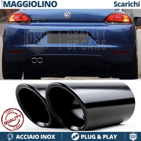 2X Tubos de ESCAPE para VW SCIROCCO 3 en ACERO Inoxidable Negro | PLUG & PLAY