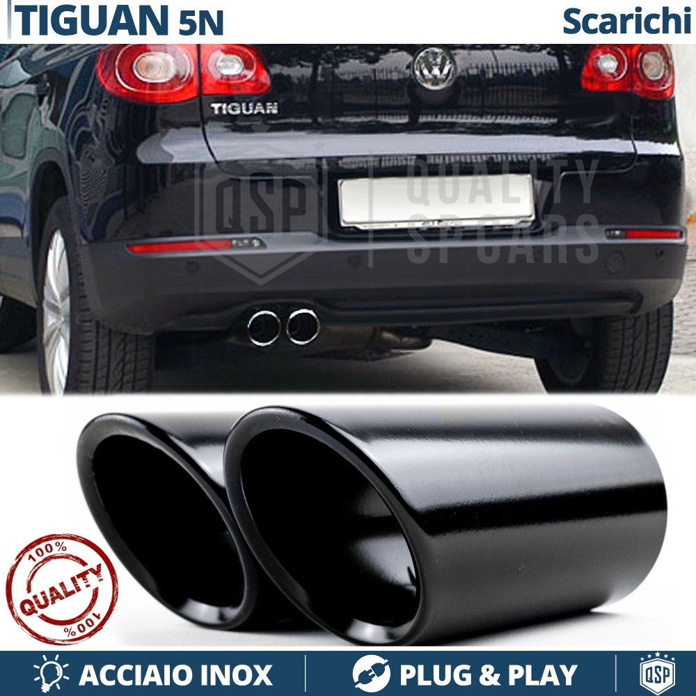 2X AUSPUFFBLENDEN Endrohr für VW TIGUAN 5N 07-11 Schwarz Stahl | PLUG & PLAY-Installation