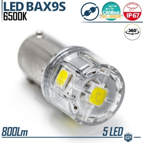 1x Bombilla LED BAX9S H6W Canbus | Luz 360° Blanco Frío 6500K | Plug & Play