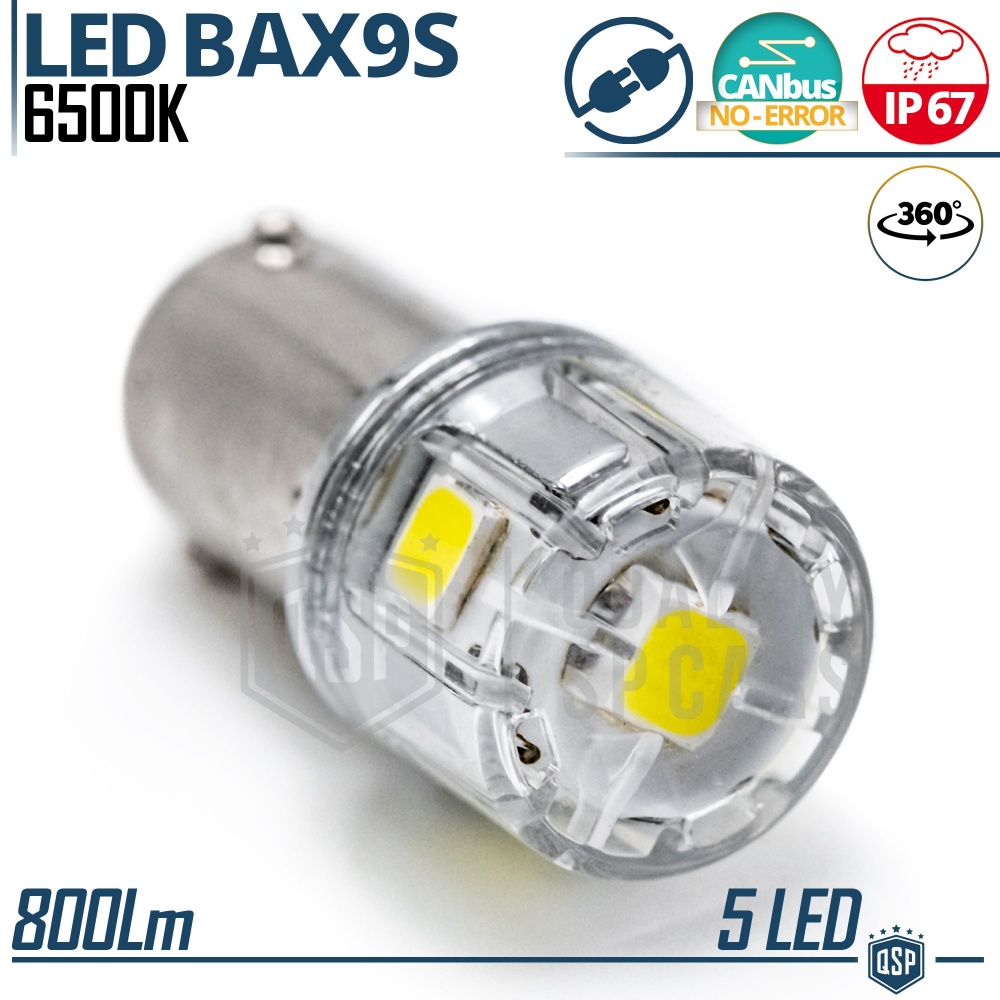 1x Bombilla LED BAX9S H6W Canbus | Luz 360° Blanco Frío 6500K | Plug & Play