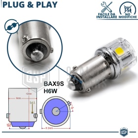 2x Bombillas LED BAX9S H6W Canbus | Luces de Posición Blanco Frío 6500K | Plug & Play