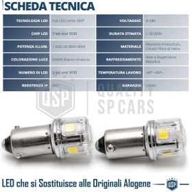 2x Bombillas LED BAX9S H6W Canbus | Luces de Posición Blanco Frío 6500K | Plug & Play