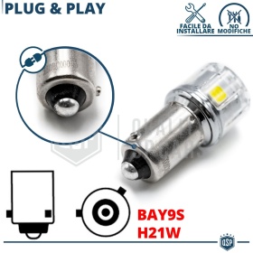 1x Bombilla LED BAY9S H21W Canbus | Luz 360° Blanco Frío 6500K | Plug & Play
