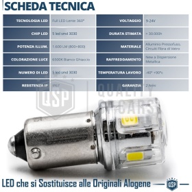 1x Bombilla LED BAY9S H21W Canbus | Luz 360° Blanco Frío 6500K | Plug & Play