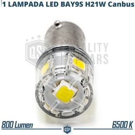 1x Bombilla LED BAY9S H21W Canbus | Luz 360° Blanco Frío 6500K | Plug & Play