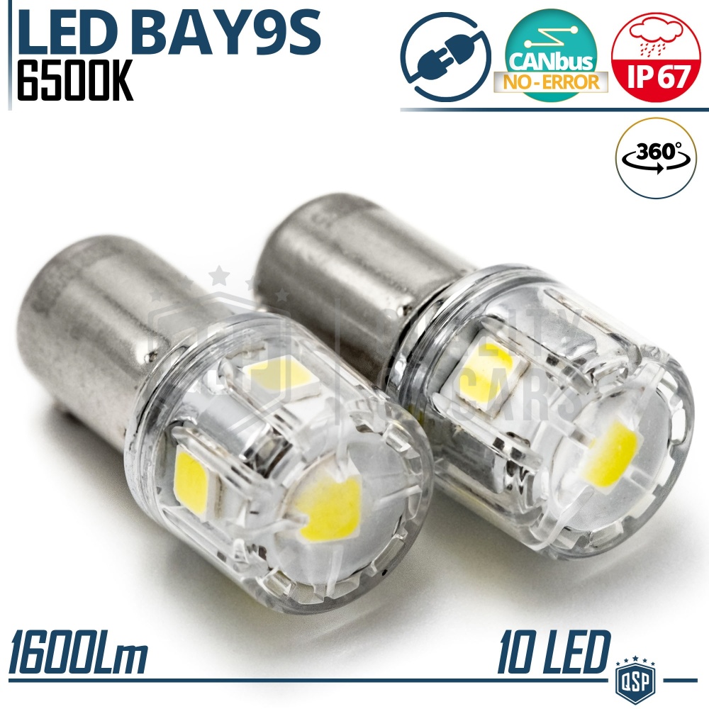 2pcs BAY9S H21W LED Bulbs Canbus | Led Parking Lights ICE White 6500K | Plug & Play