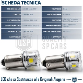 2pcs BAY9S H21W LED Bulbs Canbus | Led Parking Lights ICE White 6500K | Plug & Play