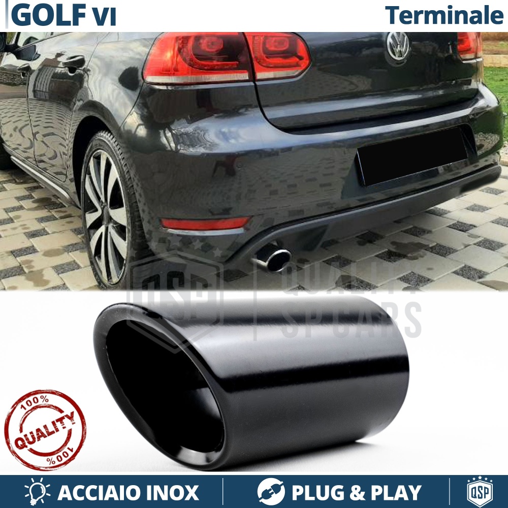 1 pc EXHAUST TIP for VW GOLF 6 in Black Stainless STEEL | PLUG & PLAY Installation