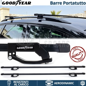 Barras de Techo de Coche en Acero Negro GOODYEAR Originales Bloqueo por Tornillo | 135 cm