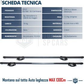 Barras de Techo de Coche en Acero Negro GOODYEAR Originales Bloqueo por Tornillo | 135 cm