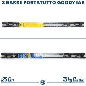 Barras de Techo de Coche en Acero Negro GOODYEAR Originales Bloqueo por Tornillo | 135 cm